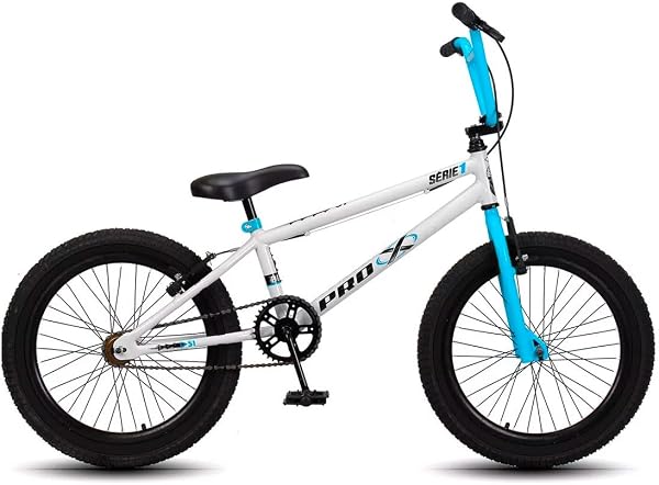 Bicicleta Aro 20 BMX Pro-X Série 1 Freestyle, Branco e Azul