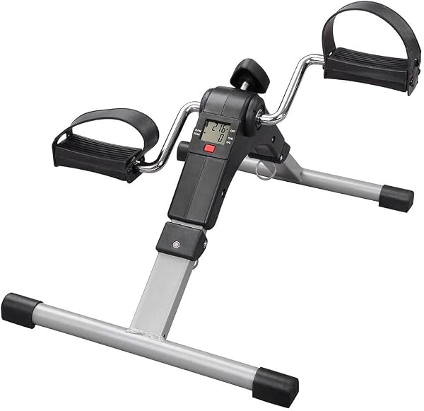 Exercitador de pedal dobrável eurynom, nível de resistência ajustável mini bicicleta ergométrica (Preto)
